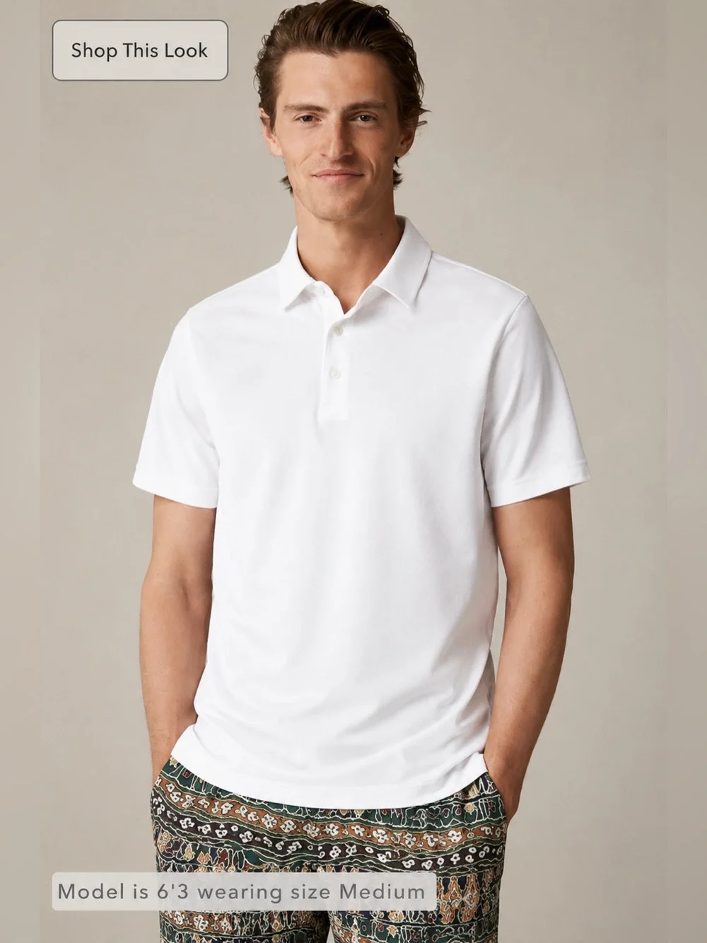 J.Crew Classic Untucked performance piqué polo shirt in white
